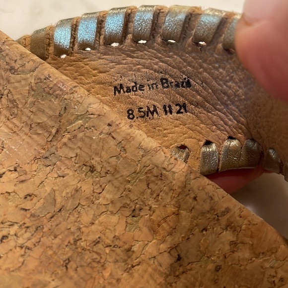 Jack Rogers Thelma Gold Leather and Cork Sole Comfort Flip Flop - Picture 7 of 8